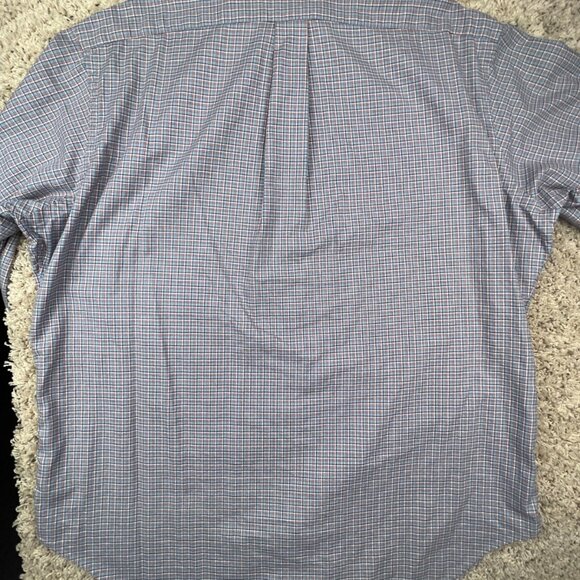 Ralph Lauren Classic Fit Shirt XL Orange Blue Checked Long Sleeve Button Up - Picture 7 of 7
